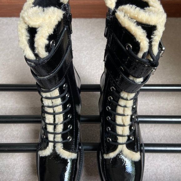 KURT GEIGER Mid Tall Serena Leather Combat Boots - NEW NWOB - Picture 2 of 8